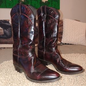 Justin Boots brown/red men's western boots EUC